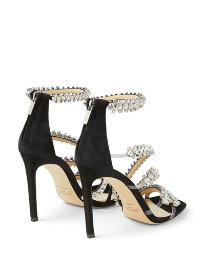 Jimmy Choo Josefine Crystal Strappy Cocktail Stiletto Sandals, Black In Black