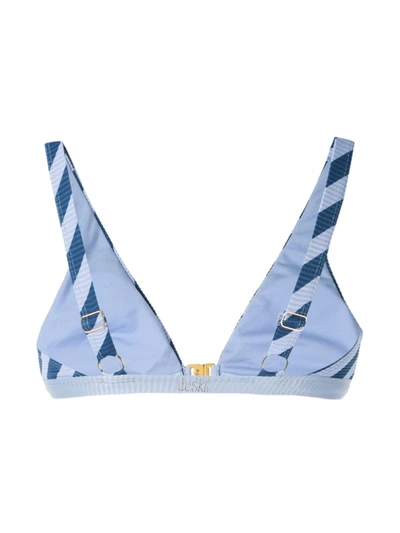 Duskii Striped Stretch-piqué Triangle Bikini Top In Blue