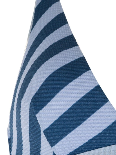Duskii Striped Stretch-piqué Triangle Bikini Top In Blue