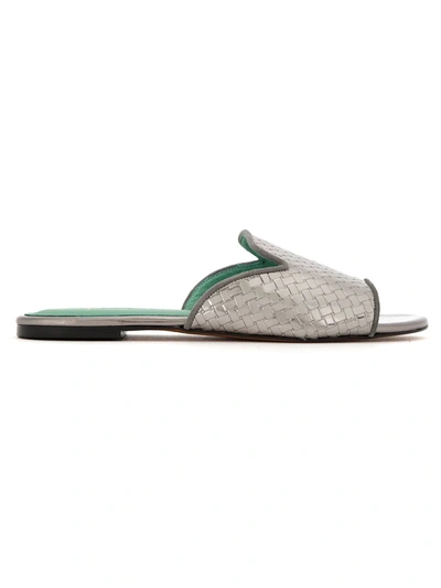 Shop Blue Bird Shoes Patent Leather Woven Mules In Grey