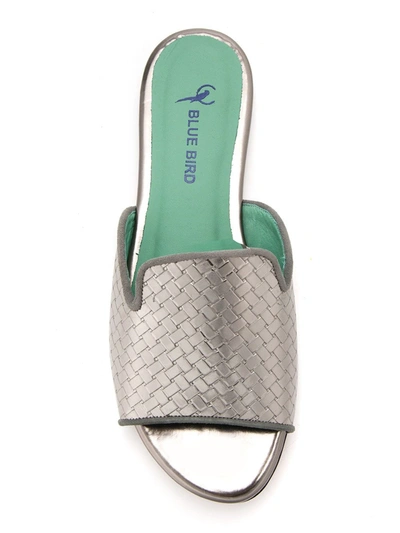 Shop Blue Bird Shoes Patent Leather Woven Mules In Grey