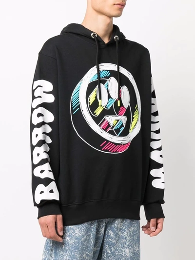 Shop Barrow Logo-print Cotton Hoodie In Schwarz