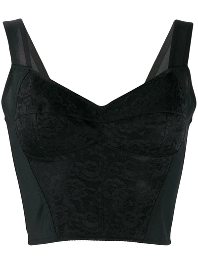 Shop Dolce & Gabbana Jacquard Corset Bustier In Black