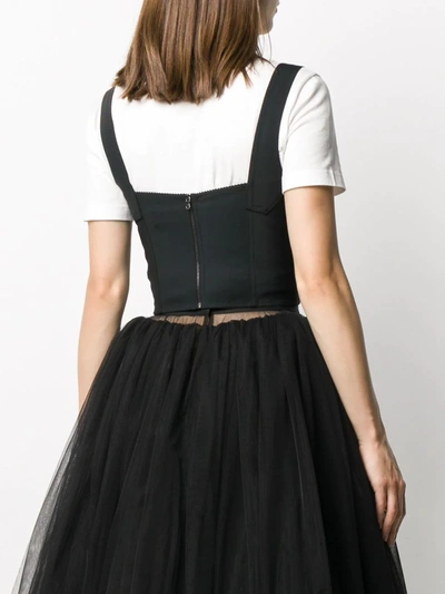 Dolce & Gabbana Shaper Corset Bustier Top In Jacquard And Lace In Black