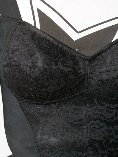 Dolce & Gabbana Shaper Corset Bustier Top In Jacquard And Lace In Black