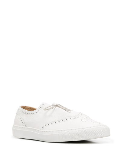 Shop Mackintosh Perforated Lace-up Sneakers In White