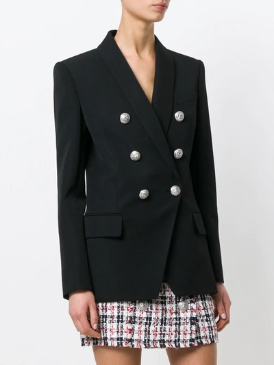 Shop Balmain Double-breasted Blazer In Black