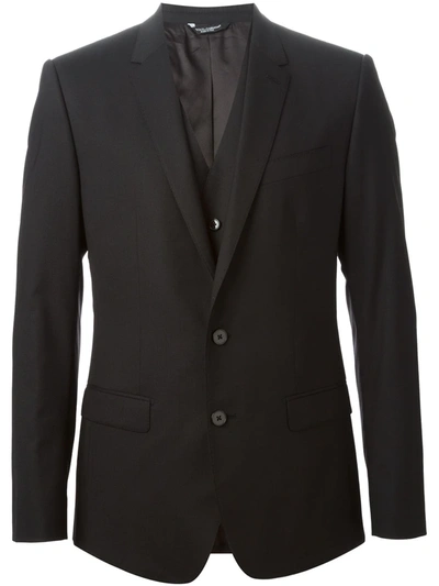 Shop Dolce & Gabbana Classic Three-piece Suit In Black