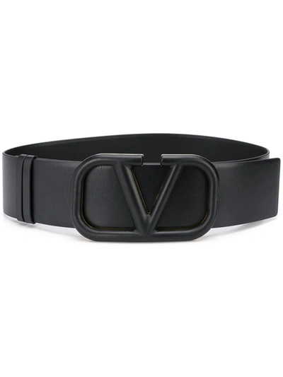 Shop Valentino Vlogo Leather Belt In Black