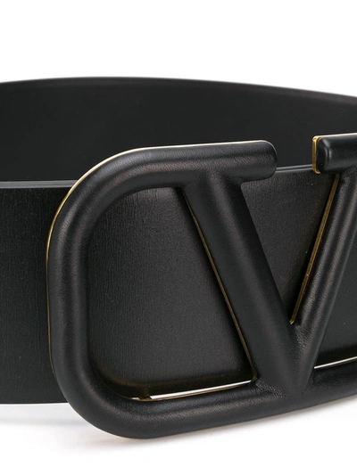 Shop Valentino Vlogo Leather Belt In Black