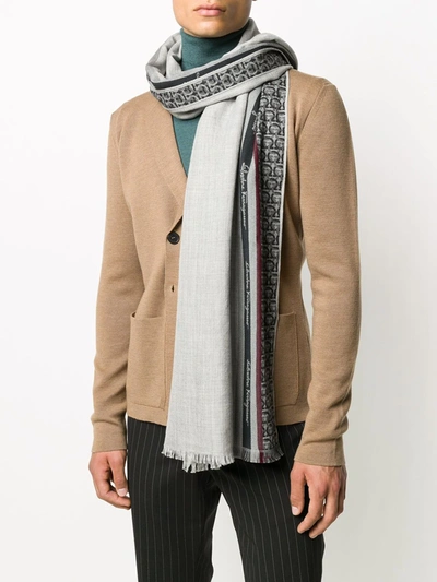 Shop Ferragamo Gancini Print Scarf In Grey