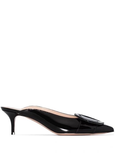 Shop Gianvito Rossi Ruby 55mm Round Buckle Mules In Black