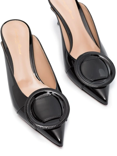 Shop Gianvito Rossi Ruby 55mm Round Buckle Mules In Black