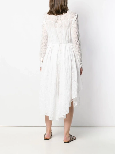 ANJUNA ASYMMETRIC BRODERIE ANGLAISE SHIRT DRESS - 白色