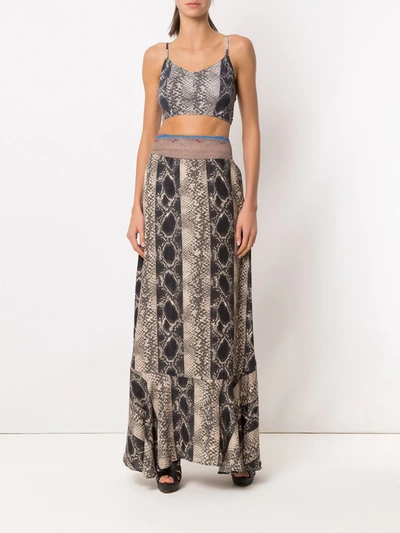 Shop Amir Slama Printed Cropped Top In Brown