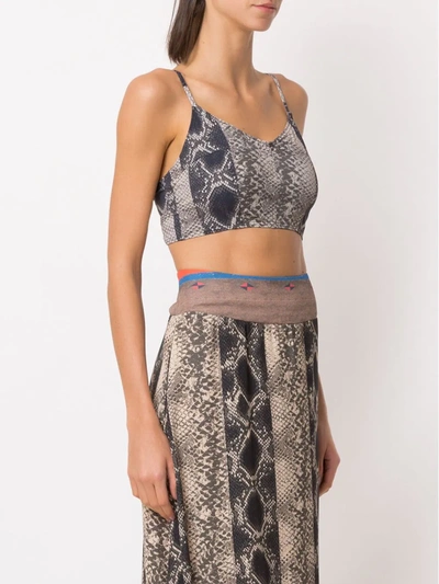 Amir Slama Printed Cropped Top In Brown