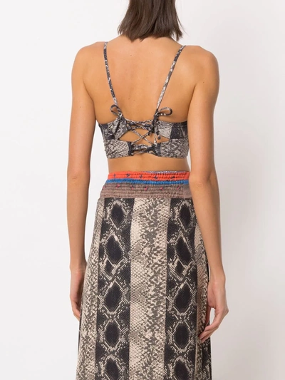 Amir Slama Printed Cropped Top In Brown