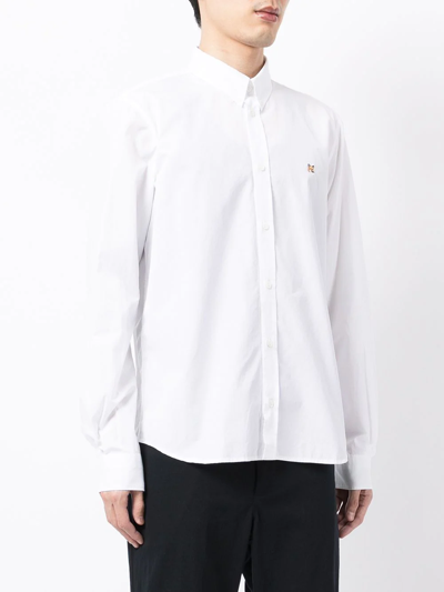 Shop Maison Kitsuné Embroidered Logo Polo Shirt In White