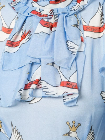 Macgraw Swan Print Dress In Blue
