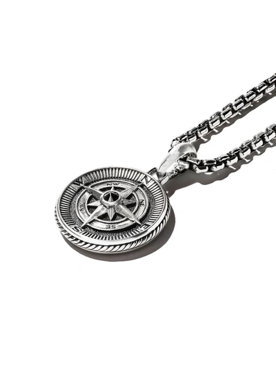 David Yurman Men's Maritime Compass Pendant With Diamonds In Silver, 29.5mm In Ssabd