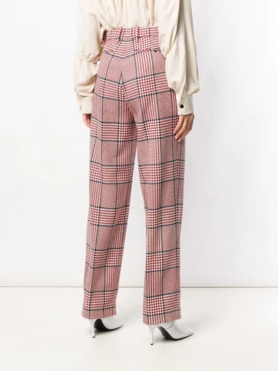 Shop Gucci Straight-leg Check Trousers In Red