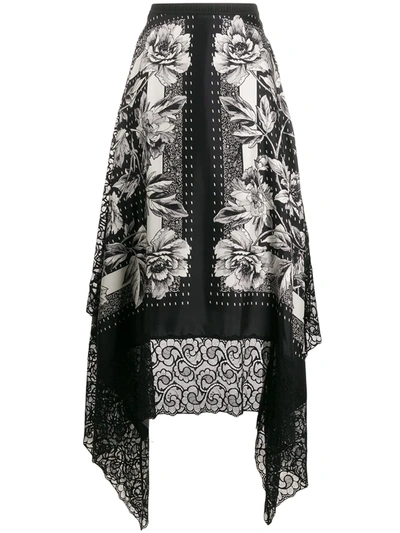 Shop Antonio Marras Floral Print Silk Skirt In Black
