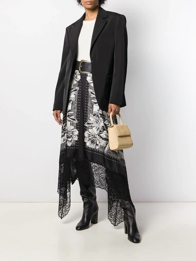 Shop Antonio Marras Floral Print Silk Skirt In Black