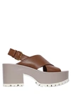 MARNI 85MM FRINGED LEATHER SANDALS, BROWN/GREY