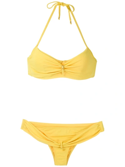 Shop Amir Slama Buckle Detail Bikini Set In Yellow