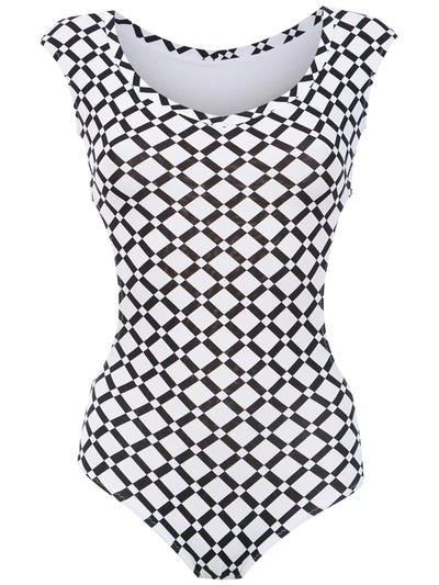 Shop Amir Slama Printed Top With Cut Detail In White