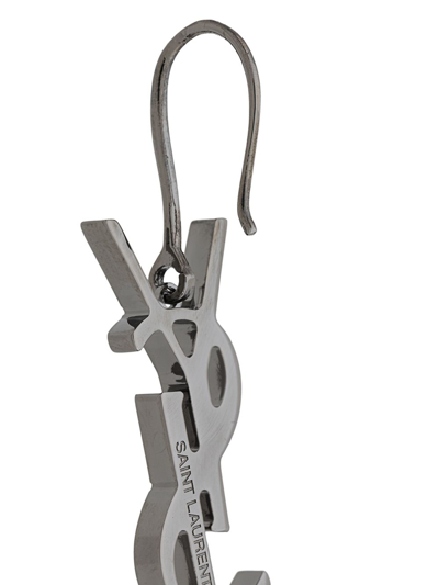 Shop Saint Laurent Monogram Chain Tassel Earrings In Metallic