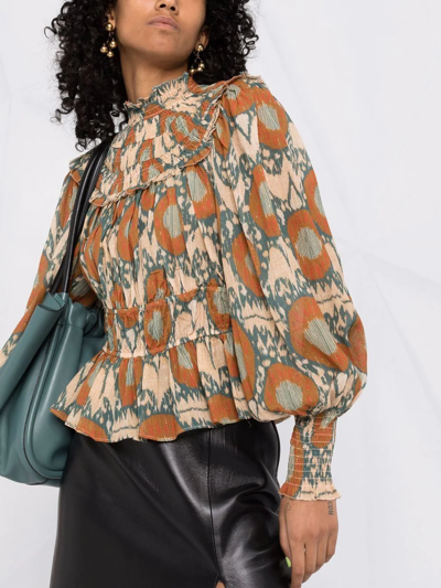 Ulla Johnson Abstract Pattern Print Blouse In Nude
