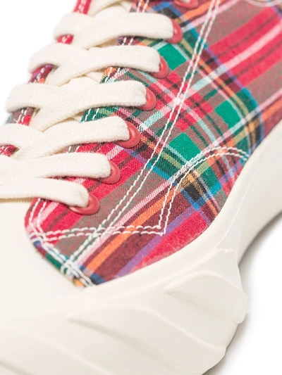 Shop Age Tartan Canvas Low-top Sneakers In Red