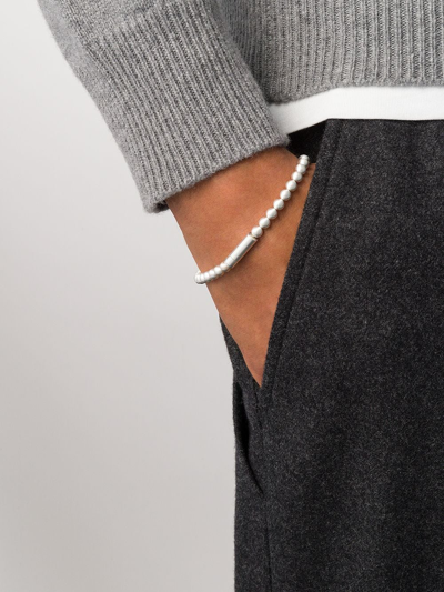 Shop Le Gramme Le 25g Beaded Bracelet In Silver