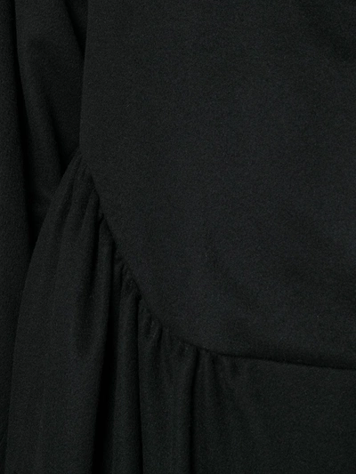 Pre-owned Saint Laurent Gathered Ruffled Midi Coat In Black