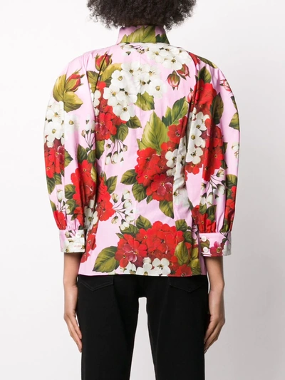 Shop Dolce & Gabbana Floral Print Blouse In Pink