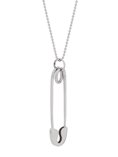 Shop True Rocks Large Safety Pin Pendant Necklace In Silver