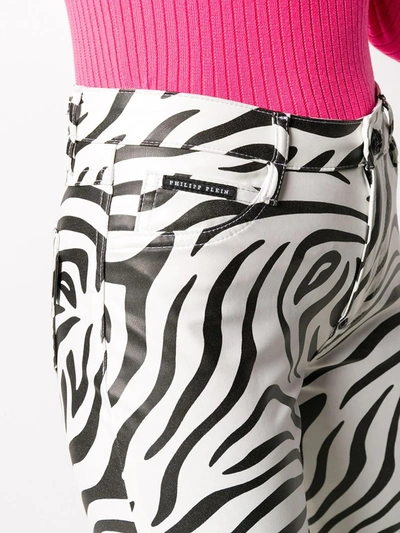 Philipp Plein High-waisted Zebra Print Trousers In White
