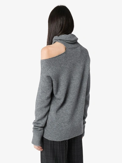 Paige Raundi Cold Shoulder Turtleneck Sweater In Grey