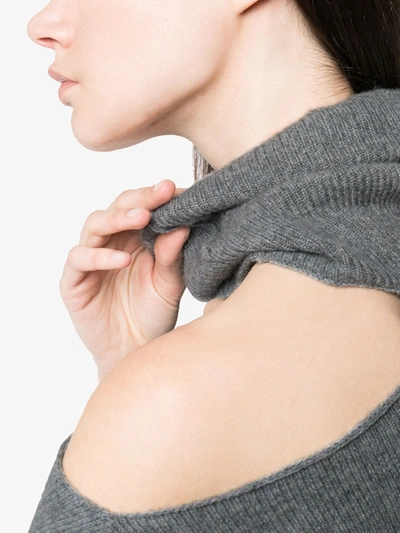 Paige Raundi Cold Shoulder Turtleneck Sweater In Grey