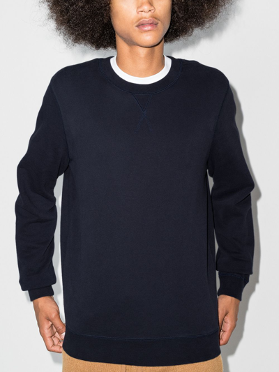 Shop Sunspel Crew Neck Sweatshirt In Blau