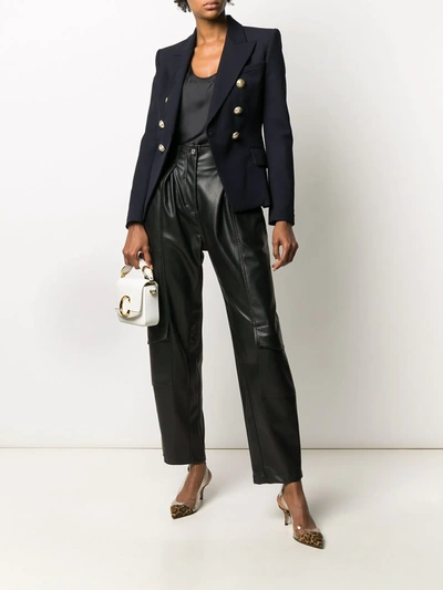 Balmain Regular Fit Double-breasted Plain Dinner Jacket In Blue