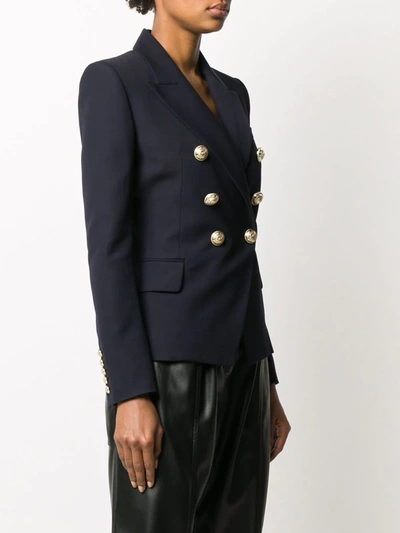 Balmain Regular Fit Double-breasted Plain Dinner Jacket In Blue