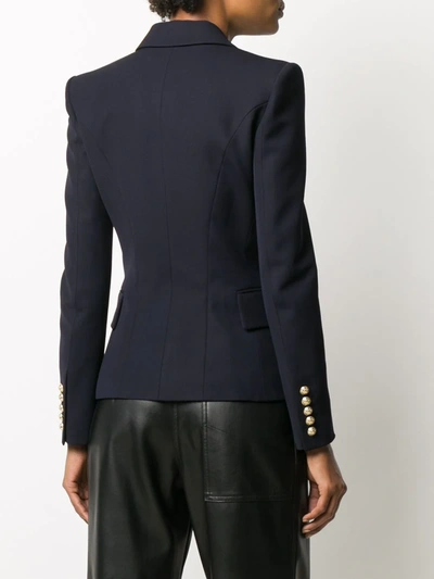 Balmain Regular Fit Double-breasted Plain Dinner Jacket In Blue