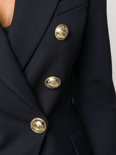 Balmain Regular Fit Double-breasted Plain Dinner Jacket In Blue