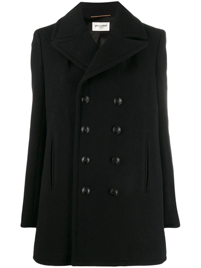 Shop Saint Laurent Double-breasted Oversized Coat In Black