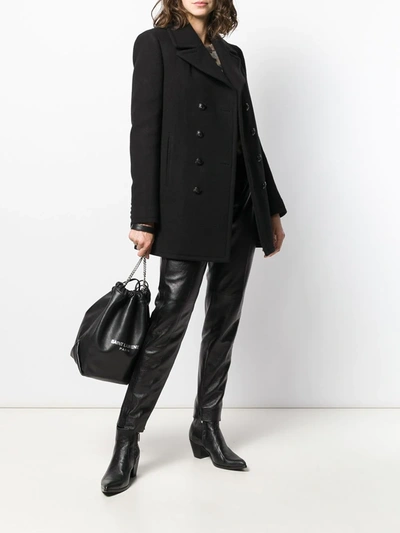 Shop Saint Laurent Double-breasted Oversized Coat In Black