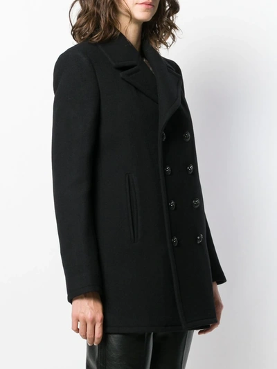 Shop Saint Laurent Double-breasted Oversized Coat In Black