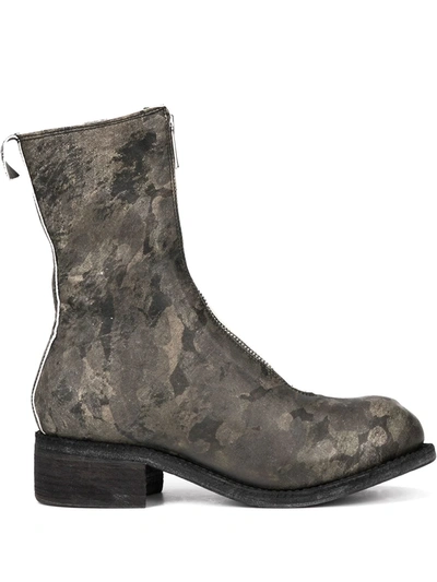 Shop Guidi Printed Zip Front Boots In Green
