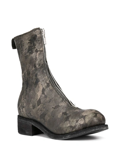 Guidi Printed Zip Front Boots In Green